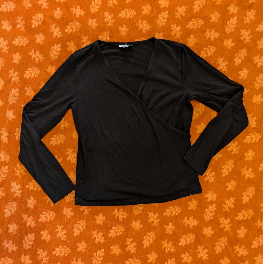 Black Crossbody Long sleeve Top Frank & Oak